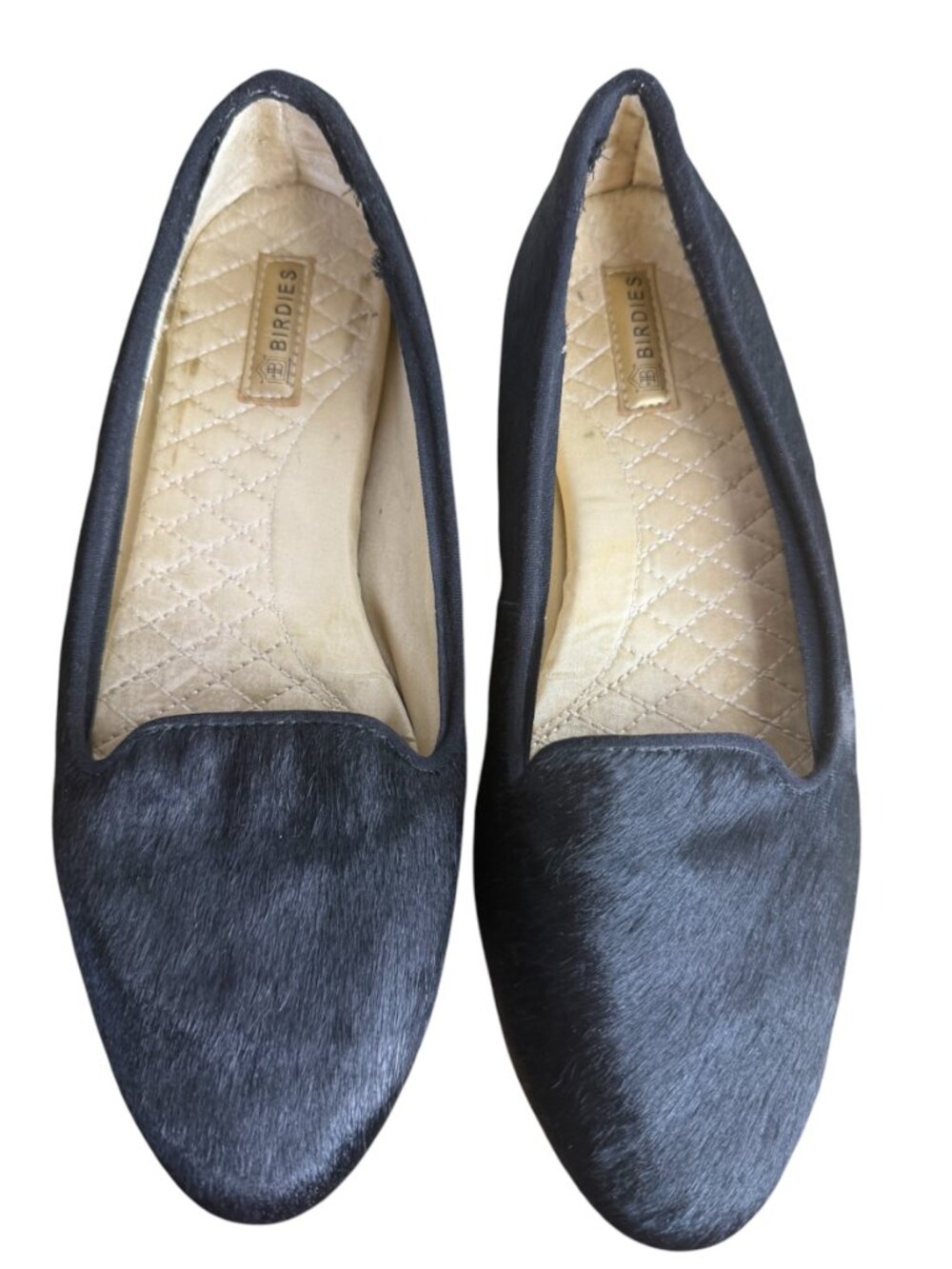 Birdies The Blackbird Calf Hair Smoking Slipper Loafer Flats size 7M Black Shoes